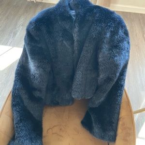 BeBe blue faux fur jacket SzM
